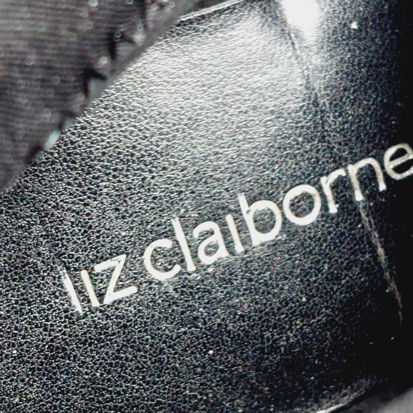 Liz Claiborne Black Leather Side Zipper High Heel Knee High Boots C168 - Picture 12 of 15